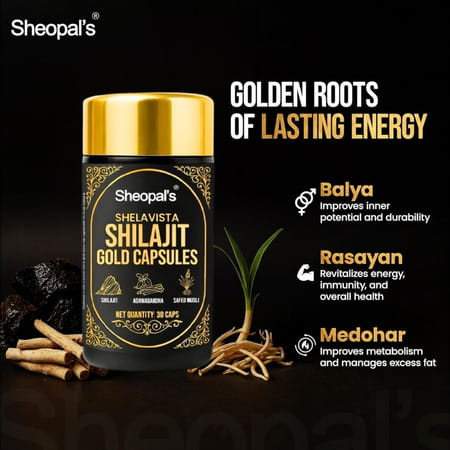 Sheopal'S Shelavista Shilajit Gold | With Ashwagandha | Safed Musli | Energy Support | 30 Capsules