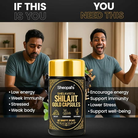 Sheopal'S Shelavista Shilajit Gold | With Ashwagandha | Safed Musli | Energy Support | 30 Capsules
