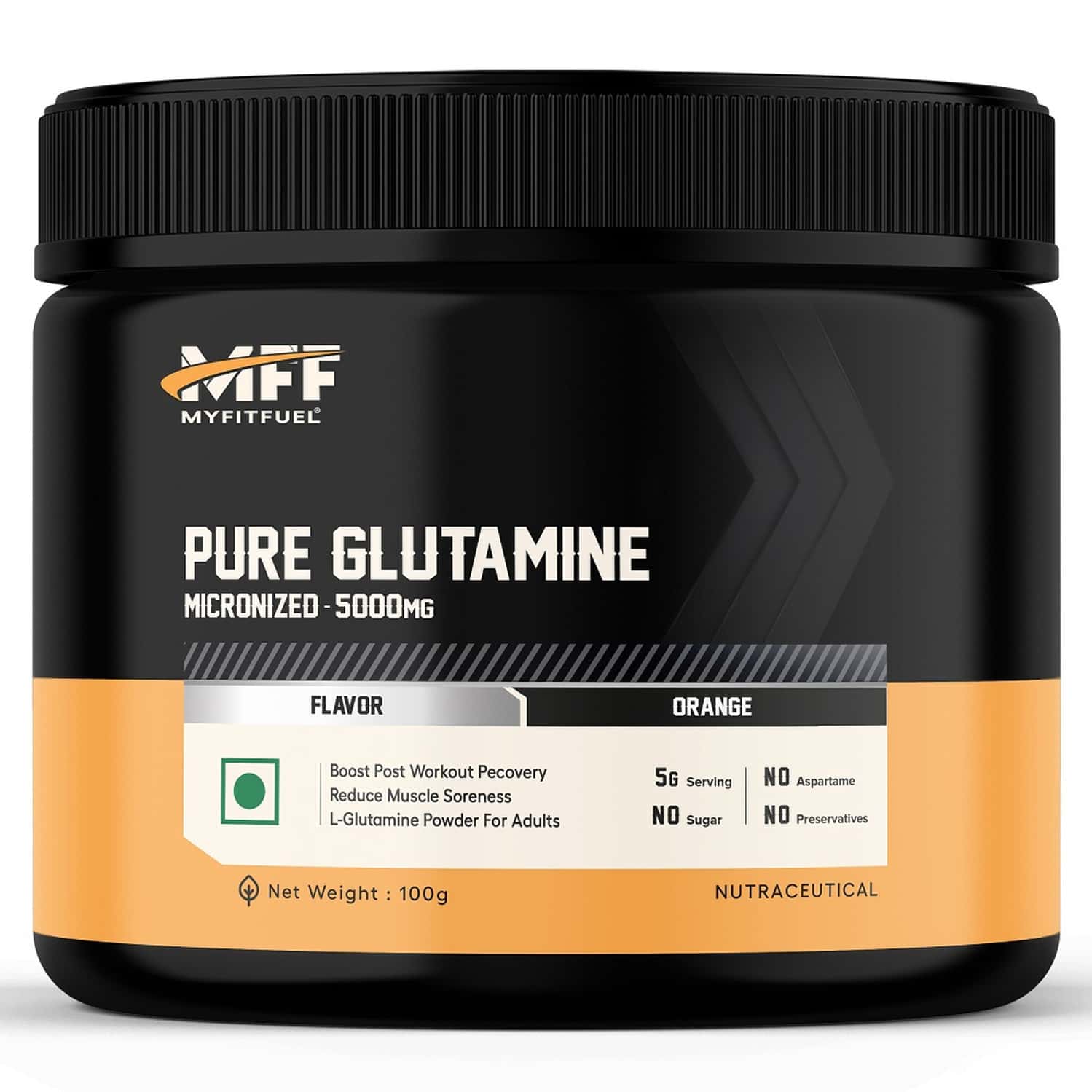 Myfitfuel Pure Glutamine (.44 Lbs) 100 Gm (orange)| Amino Acid