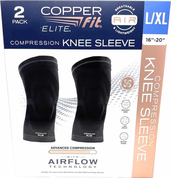 Copper Fit Elite Knee Sleeve Adults Copper Infused L 2 Count Pack Of 2