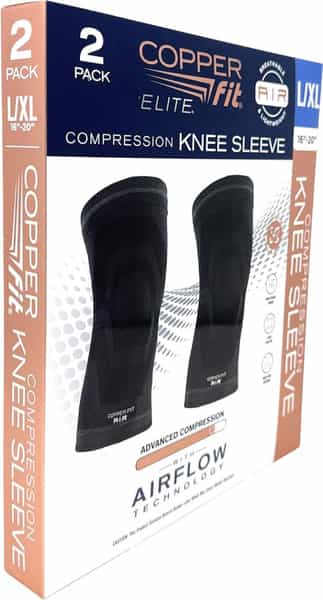 Copper Fit Elite Knee Sleeve Adults Copper Infused L 2 Count Pack Of 2