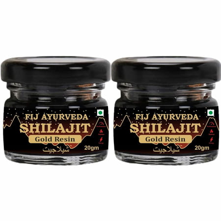 Fij Ayurveda Shilajit/Shilajit Gold Resin (Semi Liquid)|Ashwagandha, Black Musli & 24k Gold - 2x20gm