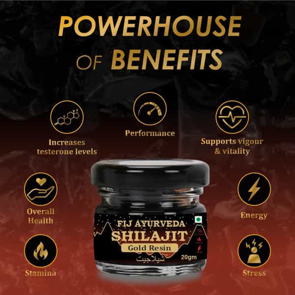 Fij Ayurveda Shilajit/Shilajit Gold Resin (Semi Liquid)|Ashwagandha, Black Musli & 24K Gold - 2X20gm