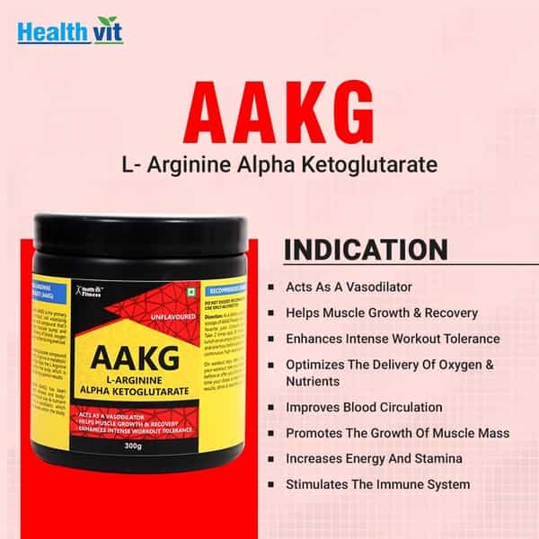 Healthvit Aakg L-Arginine Alpha Ketoglutarate- 300Gm (Unflavored)