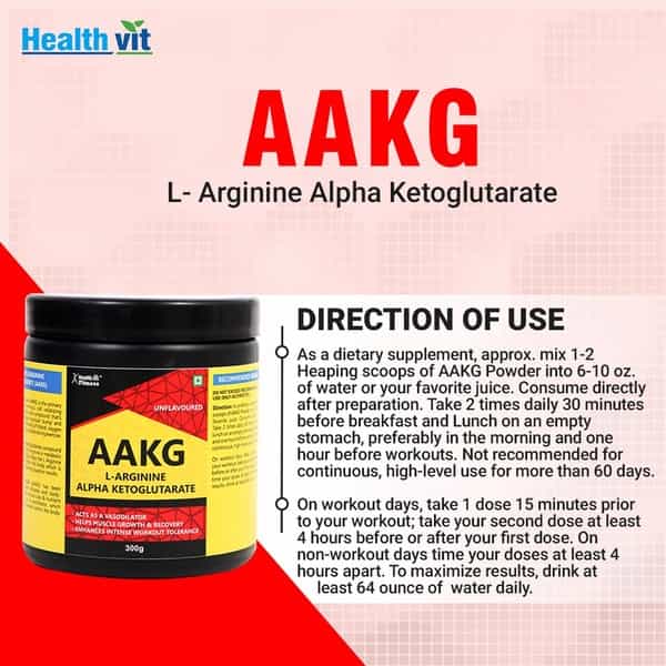 Healthvit Aakg L-Arginine Alpha Ketoglutarate- 300Gm (Unflavored)