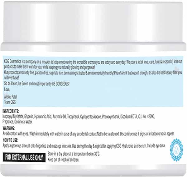 Cgg Cosmetics Hydro Boost Water Gel With Hyaluronic Acid & Vit-E -120Gm