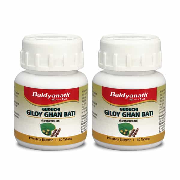 Baidyanath Ayurved Giloy (Guduchi) Ghan Bati 60 Tablets For Immunity Support (Pack Of 2)