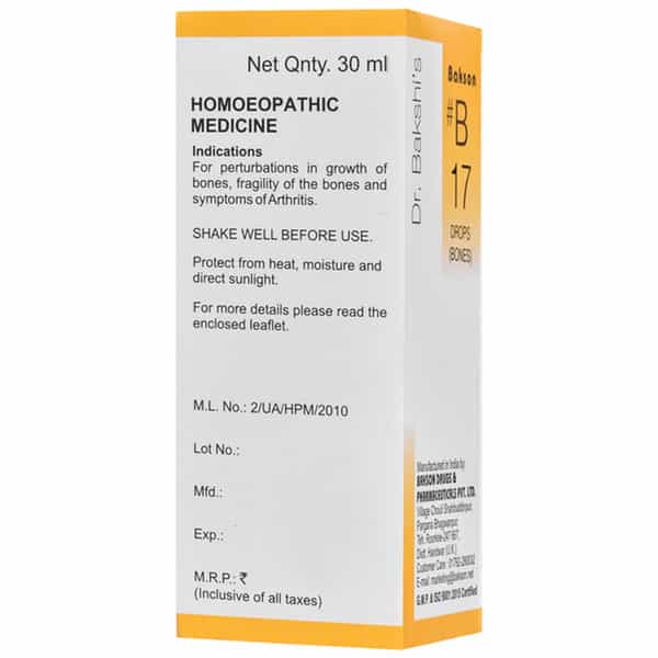 Dr Bakshi's Bakson Homoeopathy B17 Bones Drop 30 Ml
