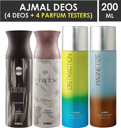 Ajmal 1 Carbon Homme,Shadow Homme,Distraction & Magnetize For Unisex Deodorants Each 200Ml Pack Of 4