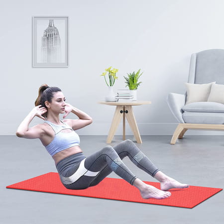 Beatxp Red Color (4mm) Eva Yoga Mat For Women & Men|Textured Surface|High Resilience Exercise Mat