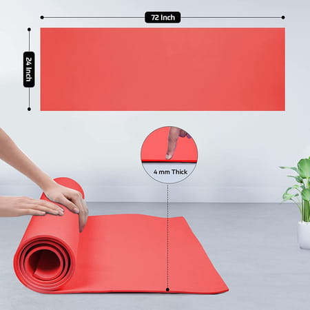 Beatxp Red Color (4mm) Eva Yoga Mat For Women & Men|Textured Surface|High Resilience Exercise Mat