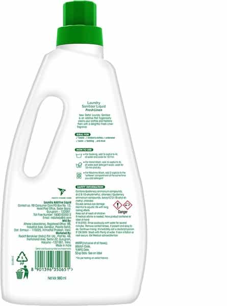 Dettol Laundry Sanitizer - Suitable For All Fabrics (Fresh Linen 960Ml)
