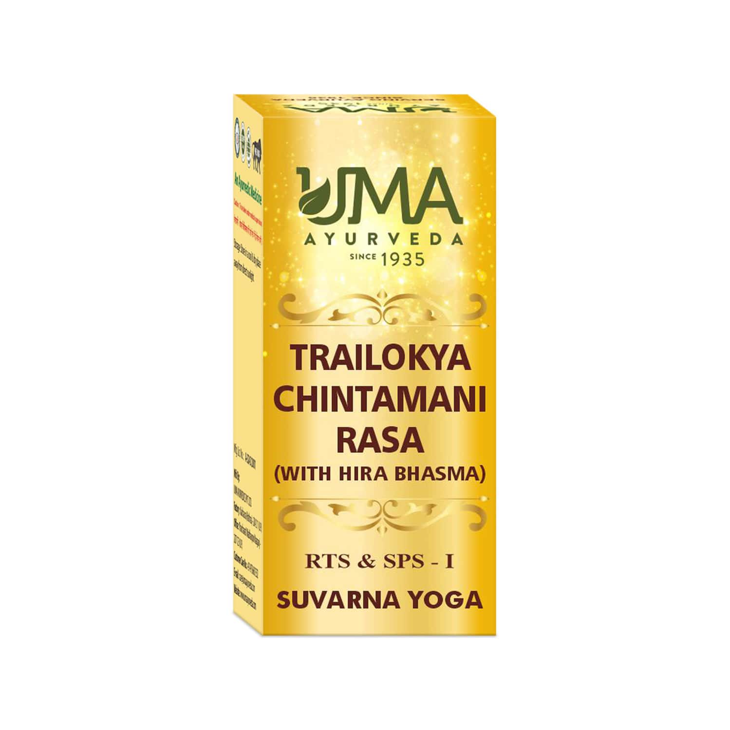 Uma Ayurveda Trilokya Chintamani Ras (with Hira Bhasma) Ayurvedic Tablets 30 Tab