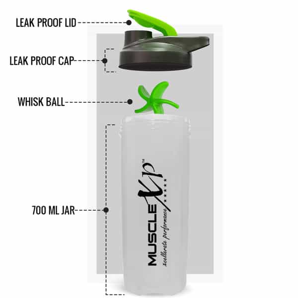 Musclexp Gym Shaker Fit Xp Blender Shaker Blender 700 Ml For Protein Sipper Bottle & Green)