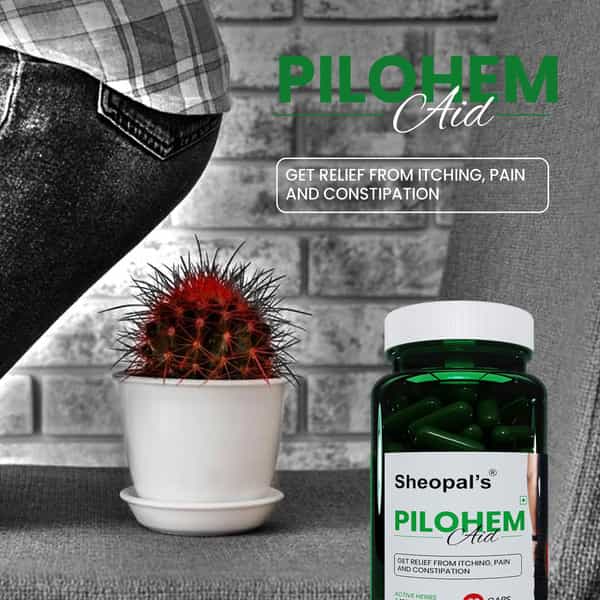 Sheopal's Pilohem Aid -Get Relif From Itching Natural Ayurvedic Formula For Piles Care (60 Capsules)