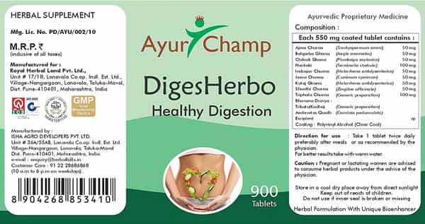 Ayur Champ Digesherbo - 900 Tablets Pack Of 5