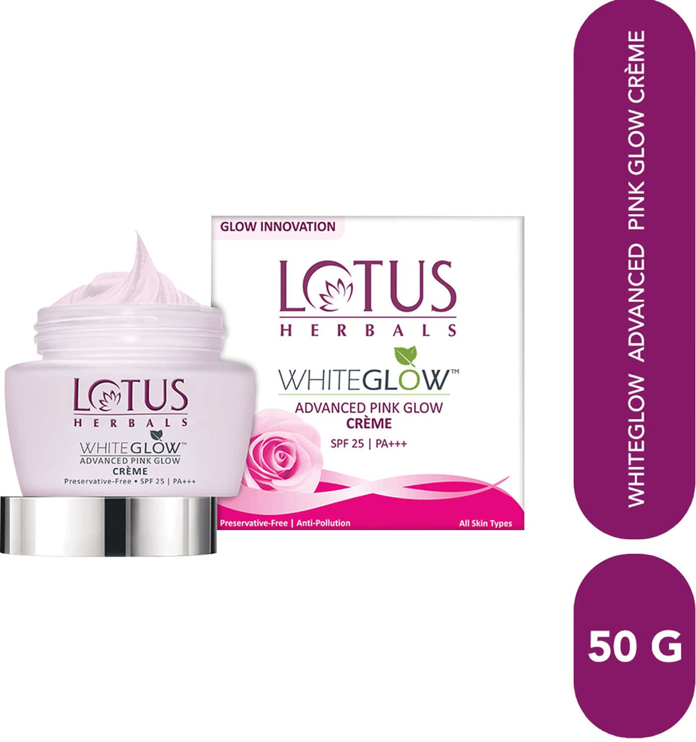 Lotus Herbals Whiteglow Advanced Pink Glow Cream Spf 25 I Pa+++ - 50 G