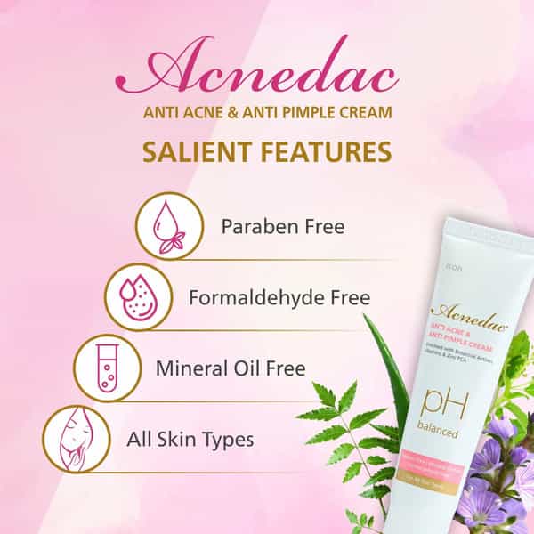 Acnedac Antiacne & Antipimple Cream 25 Gm | Herbs & Zinc Pca | No Paraben (Pack Of 4)