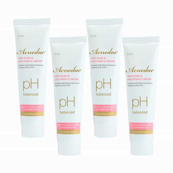Acnedac Antiacne & Antipimple Cream 25 Gm | Herbs & Zinc Pca | No Paraben (Pack Of 4)