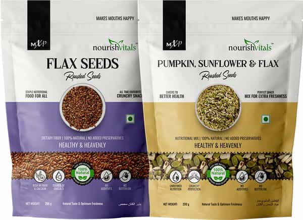 Nourishvitals Healthy Munching Combo Flax Pumpkin Sunflower And Flax Roasted Seeds (200Gm Each)