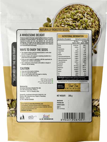 Nourishvitals Healthy Munching Combo Flax Pumpkin Sunflower And Flax Roasted Seeds (200Gm Each)