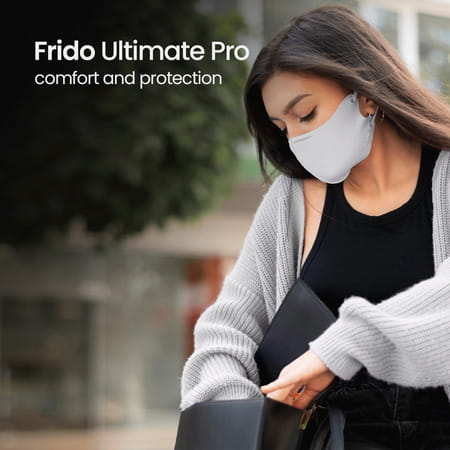 Frido Ultimate Pro Copper Mask|Metallic Gray|Nose Clip|Washable|Imported|Small Size (Pack Of 4)