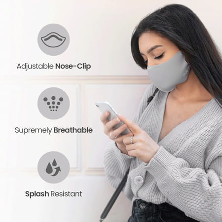 Frido Ultimate Pro Copper Mask|Metallic Gray|Nose Clip|Washable|Imported|Small Size (Pack Of 4)