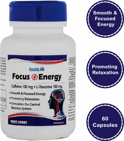 Healthvit Focus & Energy Caffeine 100 Mg L-Theanine 100 Mg - 60 Capsules