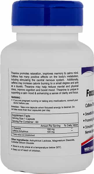 Healthvit Focus & Energy Caffeine 100 Mg L-Theanine 100 Mg - 60 Capsules