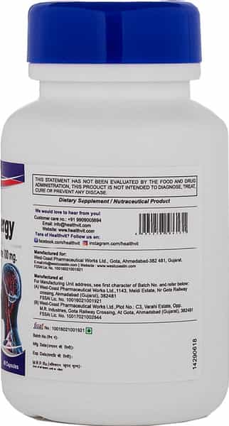 Healthvit Focus & Energy Caffeine 100 Mg L-Theanine 100 Mg - 60 Capsules