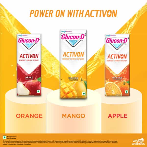 Glucon-D Activon | Ready To Drink Beverage | Replenishes | Reenergizes | Mango Flavour | 200Ml