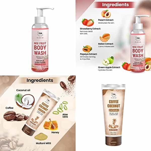 Tnw The Natural Wash Mix Fruit Body Wash And Coffee Coconut Scrub