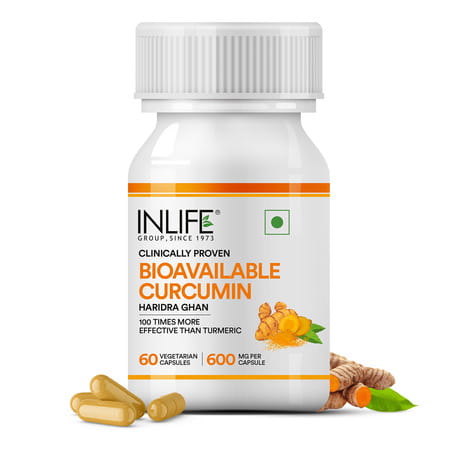 Inlife Bioavailable Curcumin | Organic Ingredient 600mg - 60 Vegetarian Capsules