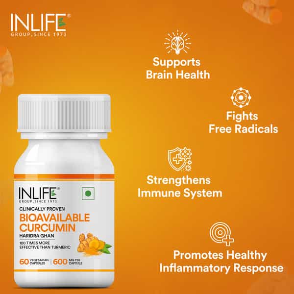 Inlife Bioavailable Curcumin | Organic Ingredient 600Mg - 60 Vegetarian Capsules