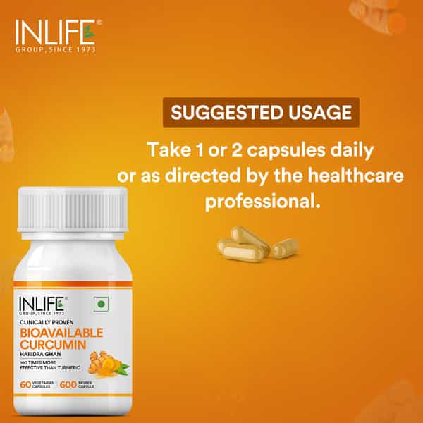 Inlife Bioavailable Curcumin | Organic Ingredient 600Mg - 60 Vegetarian Capsules
