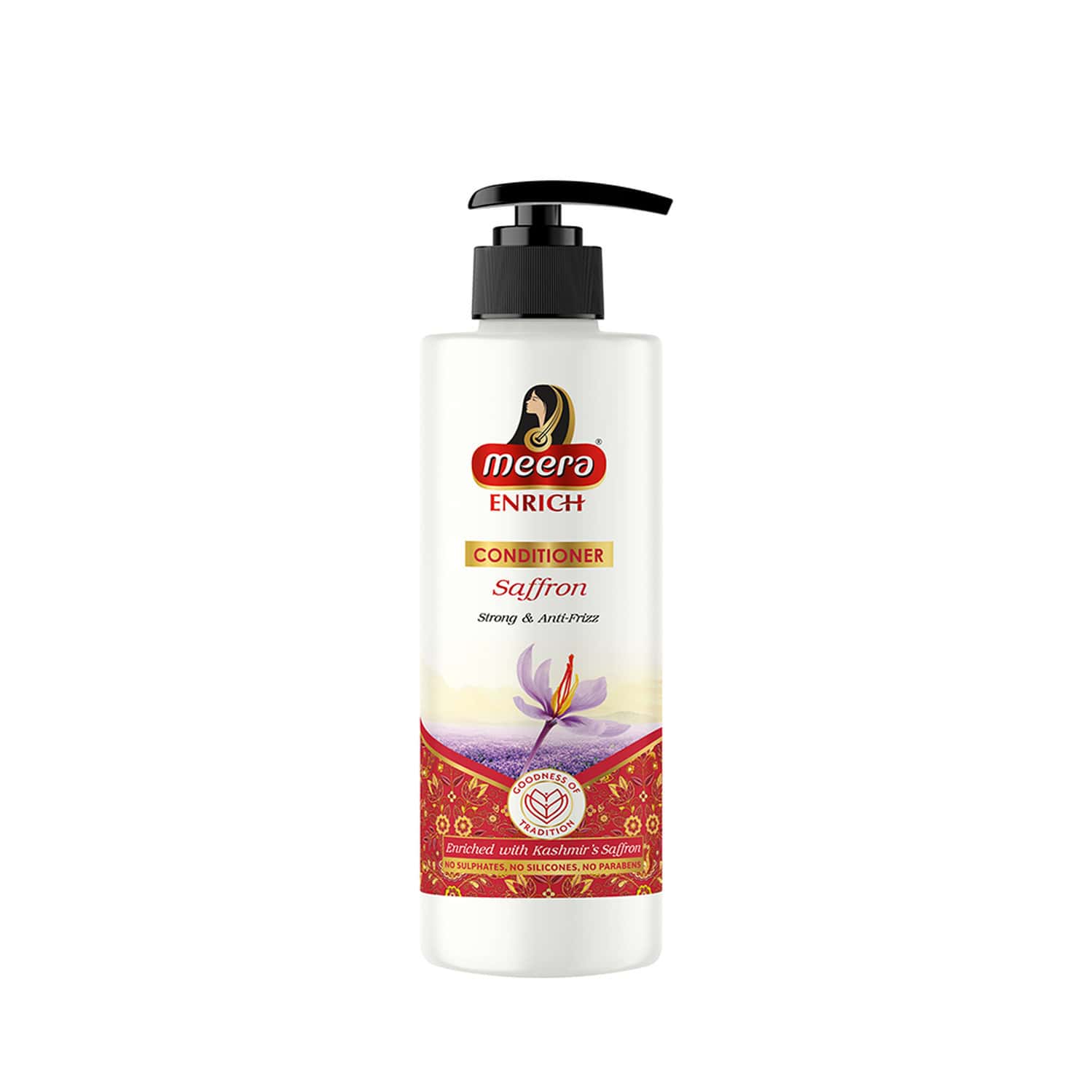 Meera Enrich Conditioner For Strong & Anti-Frizz Hair | With Kashmir'S Saffron | Paraben Free 250ml