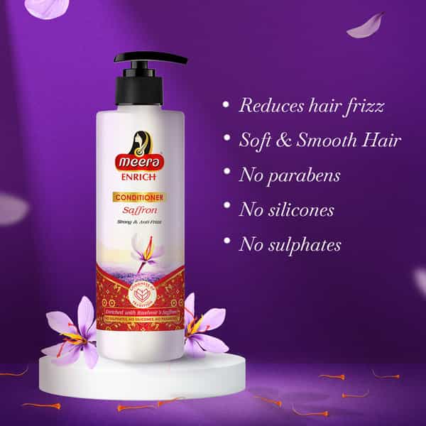 Meera Enrich Conditioner For Strong & Anti-Frizz Hair | With Kashmir's Saffron | Paraben Free 250Ml