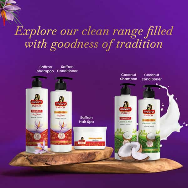 Meera Enrich Conditioner For Strong & Anti-Frizz Hair | With Kashmir's Saffron | Paraben Free 250Ml