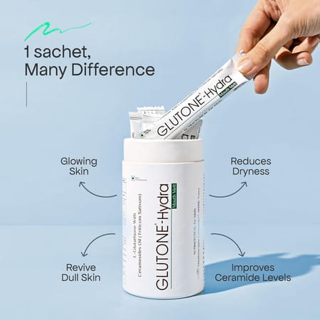 Glutone-Hydra Mouth Melt Setria Glutathione With Ceramosides Mouth Melts Pack Of 10 Sachets