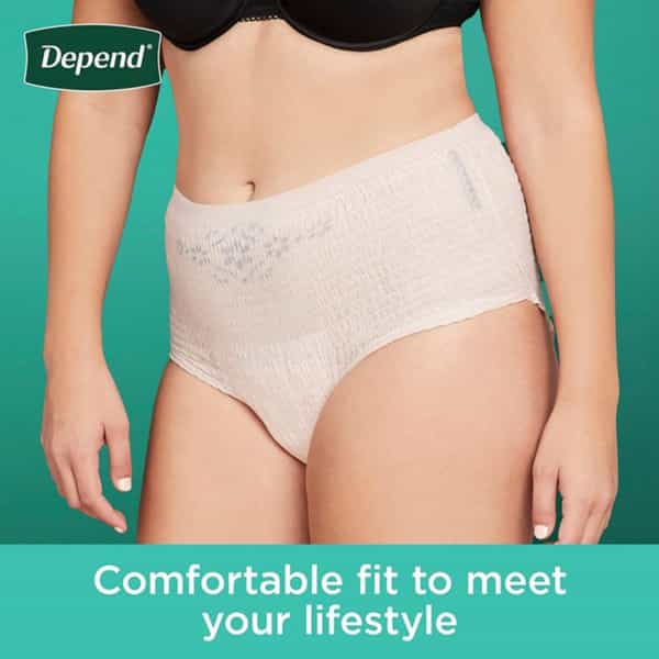Medium| 30: Depend Fit-Flex Incontinence Underwear For Women| Maximum Absorbency| M| Tan| 30N
