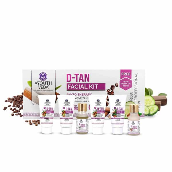 Ayouthveda D-Tan Facial Kit With Saffron & Papaya To Remove Tan | Even Tone & Revive Skin 230 Gm