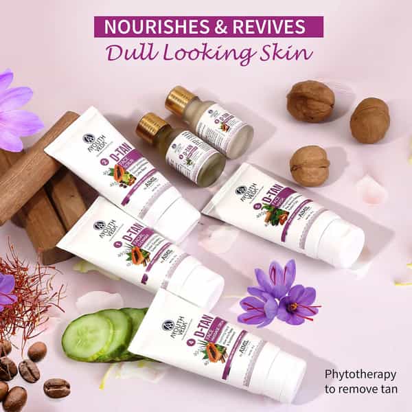 Ayouthveda D-Tan Facial Kit With Saffron & Papaya To Remove Tan | Even Tone & Revive Skin 230 Gm