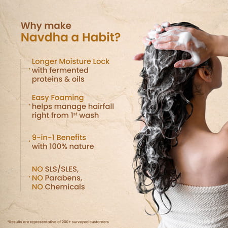 Nat Habit Navdha Natural Shampoo For Women & Men | Strong And Shiny Hair With Curry Cider (250ml)