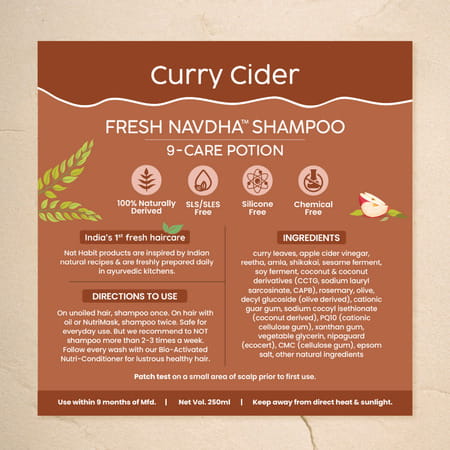 Nat Habit Navdha Natural Shampoo For Women & Men | Strong And Shiny Hair With Curry Cider (250ml)