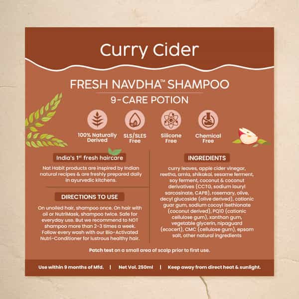 Nat Habit Navdha Natural Shampoo For Women & Men | Strong And Shiny Hair With Curry Cider (250Ml)
