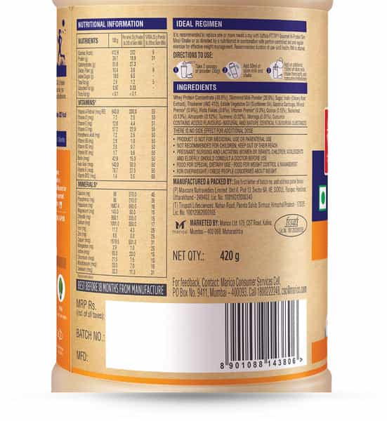 Saffola Fittify Hi-Protein Slim Meal Shake Kesar Pista Buy 1 Get 1 Each Pack 420 Gm