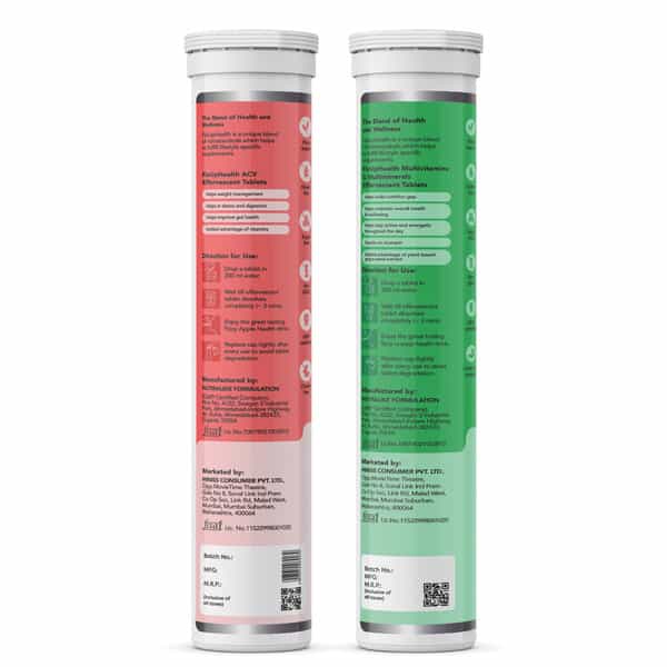 Fixuphealth Apple Cider Vinegar With Vitamin B6 B12 15 Tab & Multivitamins Multimineral 20 Tab Combo