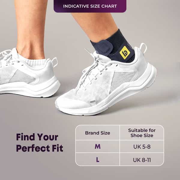 Betterhood Ankle Support Brace With Zerobulk Max Stability Design (Size M | Uk 5-8 | Pack Of 1)