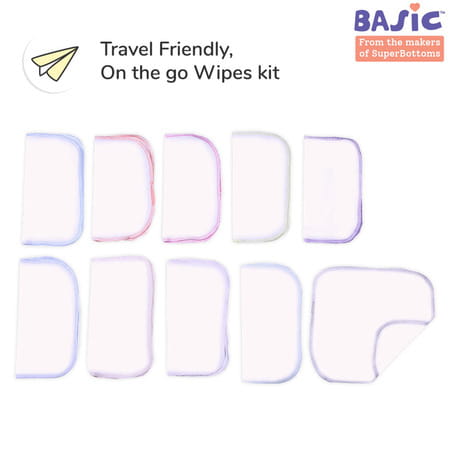 Basic 100% Cotton Terry Face Towel/Washcloth For Baby. Extra Soft Napkin For Baby Bums. (Pack Of 5)