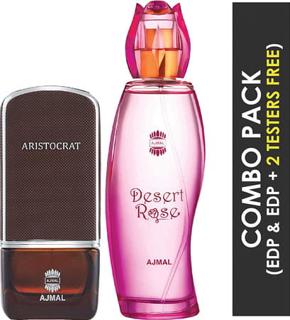 Ajmal Desert Rose Edp 100ml Perfume For Women And Aristocrat Edp 75ml Perfume For Men